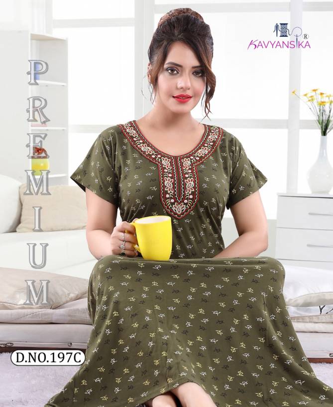 Kavyansika 197 Night Wear Embroidery Printed Nighty Collection